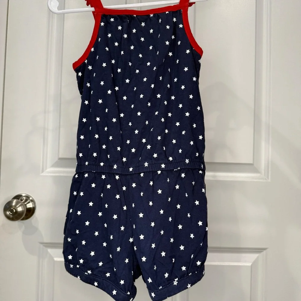 Gymboree Girls Patriotic Stars and Stripes Ruffle Romper Size‎ 4T